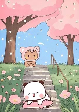 Cartoon Animals Spring Landscape