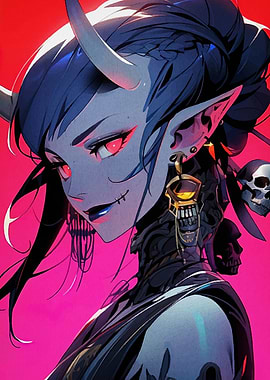 Anime Demon Girl with Horns