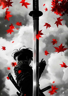 Samurai Katana Autumn Leaves