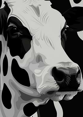 Black and White Cow Portrait