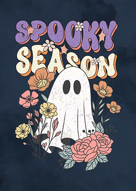 Spooky Season Ghost and Flowers