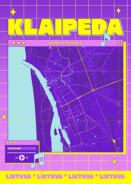 Klaipeda Map Art - Retro Style