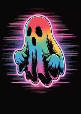 Rainbow Ghost with Neon Aura