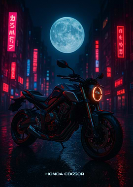 Honda CB650R in Neon Cityscape
