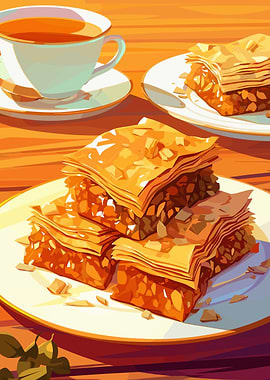 Baklava and Tea Still Life