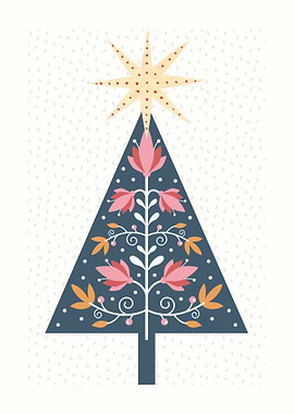 Floral Christmas Tree with Star Topper