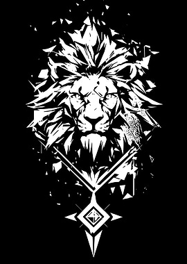 Abstract Lion Head Black and White