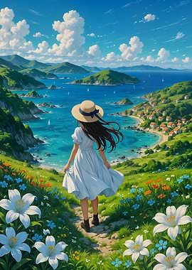 Coastal Gaze — Girl Overlooking Turquoise Bay