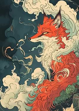 Fox in Smoke Digital Art