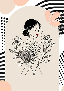 Elegant Woman with Floral Design