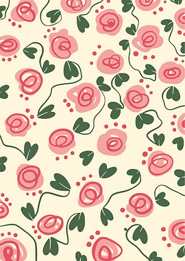 Floral Pattern with Pink Roses