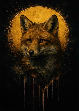Fox Portrait with Golden Halo