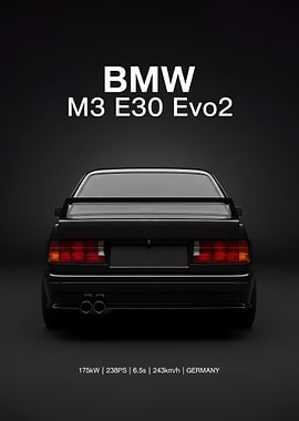 BMW M3 E30 Evo2 Rear View