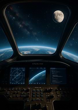 Starlink Spaceship Cockpit View of Earth
