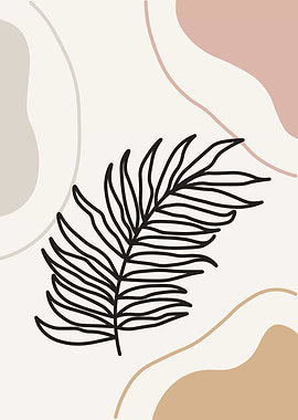 Minimalist Leaf Art with Abstract Shapes