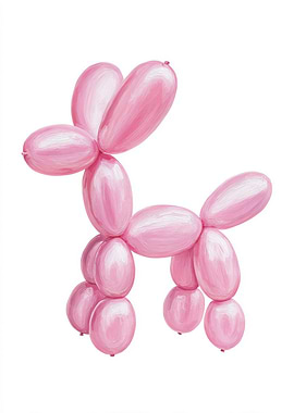 Pink Balloon Animal Dog Illustration