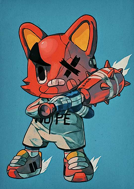 Cartoon Fox Baseball Player Illustration