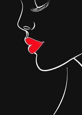 Minimalist Woman Portrait with Red Lips
