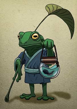 Anthropomorphic Frog with Tadpole Jar