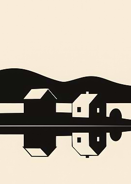 Minimalist Black and White Landscape Reflection