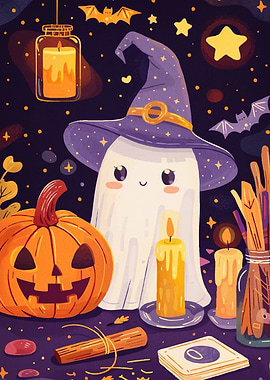Cute Halloween Ghost Witch