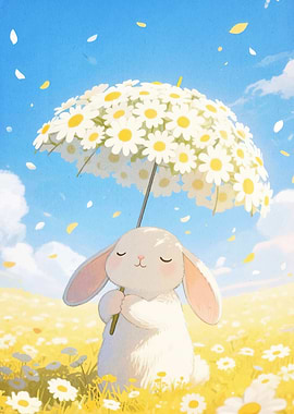 Cute Bunny Daisy Umbrella