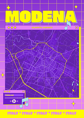 Modena Map Art in Retro Style