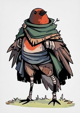 Anthropomorphic Robin Character Illustration