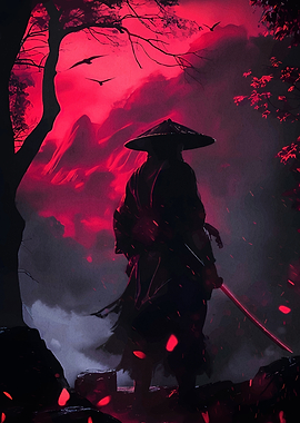 Silhouette Samurai Landscape