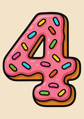 Donut Number Four Illustration