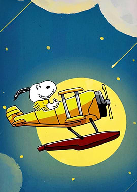 Snoopy and Woodstock Flying a Plane