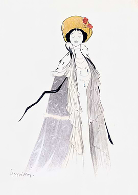 Elegant Woman in Hat and Gown by leonetto cappiello