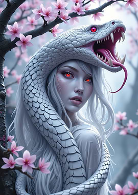 Snake Woman with Cherry Blossoms