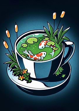 Koi Pond in a Teacup Illustration