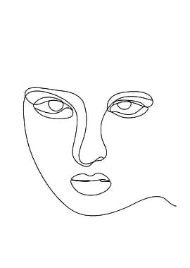 Minimalist Line Art Woman's Face