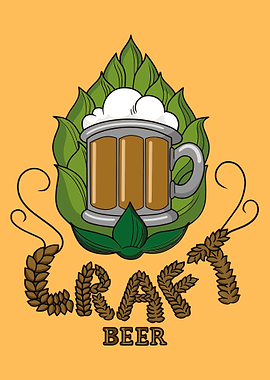 Craft Beer Illustration with Hops and Wheat