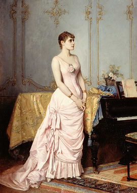 Elegant Woman in Pink Gown Painting