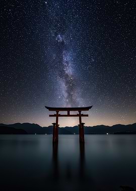 Torii Gate Under the Milky Way