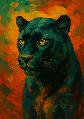 Black Panther Ember Eyes Painting
