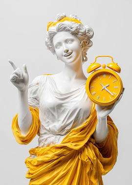 Statue with Yellow Clock