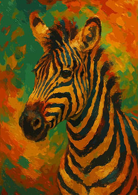 Zebra Portrait Painting Art