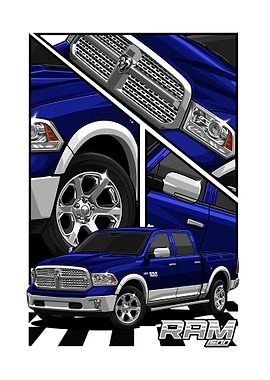 Blue Ram 1500 Truck Illustration