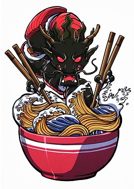 Dragon Ramen Bowl Illustration