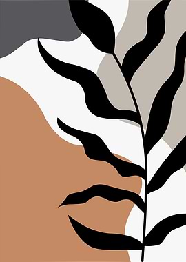 Abstract Botanical Art with Neutral Tones