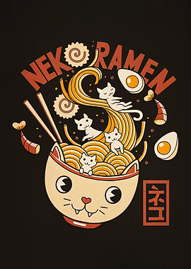 Neko Ramen Illustration