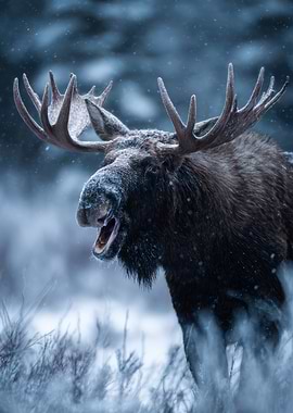 Moose in Winter Wonderland