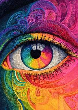 Colorful Eye with Paisley Patterns