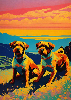 Two Dogs in a Colorful Landscape