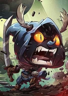 Cartoon Fantasy Warrior with Sword