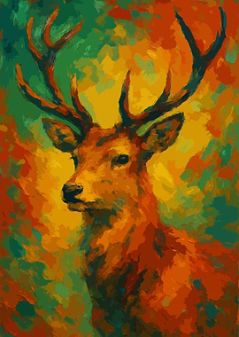 Abstract Deer Painting Art